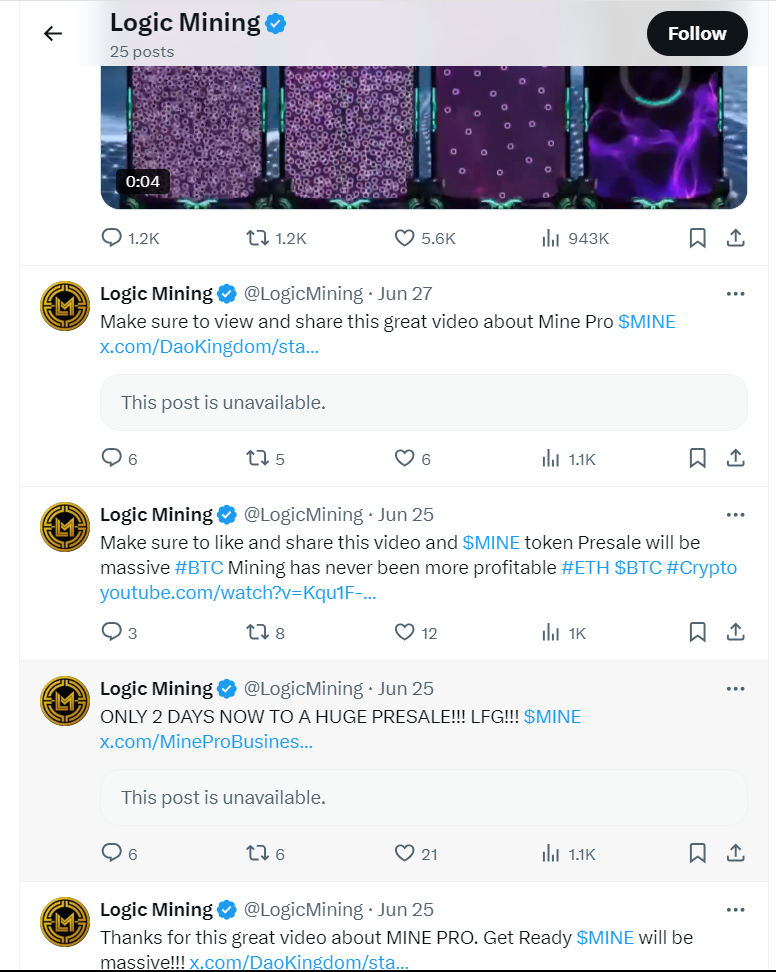 LogicMining Tweets Screenshot